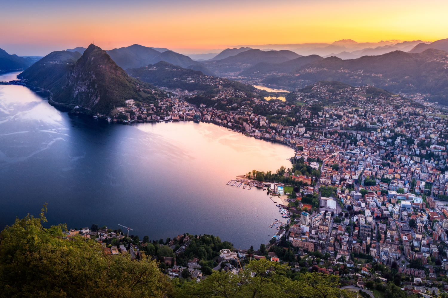 Lago di Lugano and an aerial view of the city