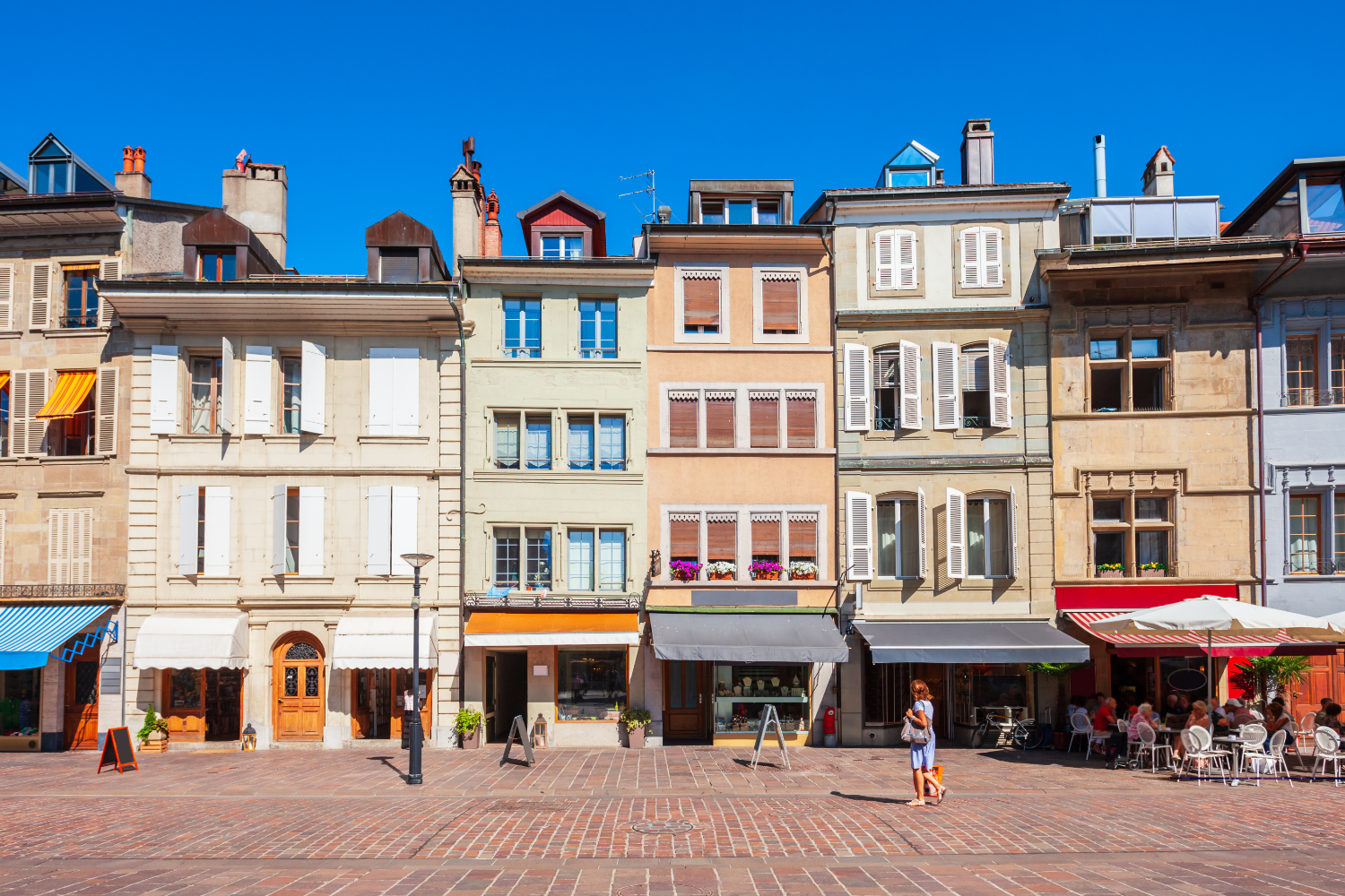 De hoofdstraat in Morges, Zwitserland